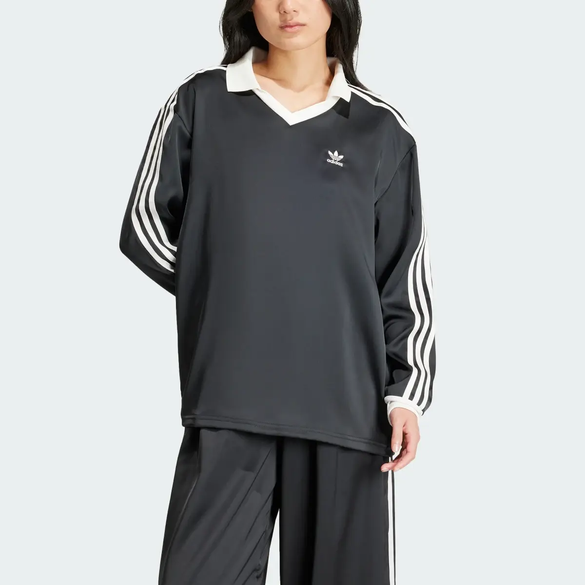 Adidas 3-Stripes Satin Long Sleeve Tee. 1