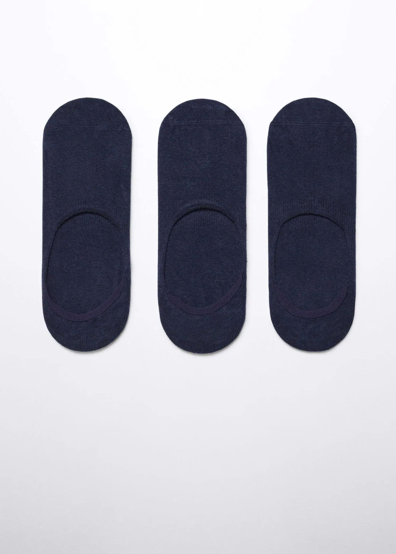 Mango 3-pack of invisible socks. three pairs of socks are shown on a white surface. 
