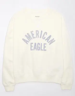 American Eagle Crew Neck Graphic Fleece Sweatshirt. 1
