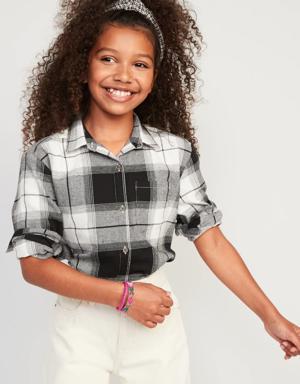Old Navy Cozy Long-Sleeve Button-Front Plaid Shirt for Girls multi