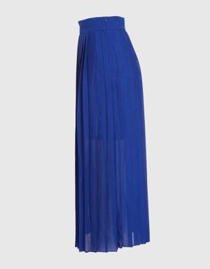 Pleated Blue Midi Skirt