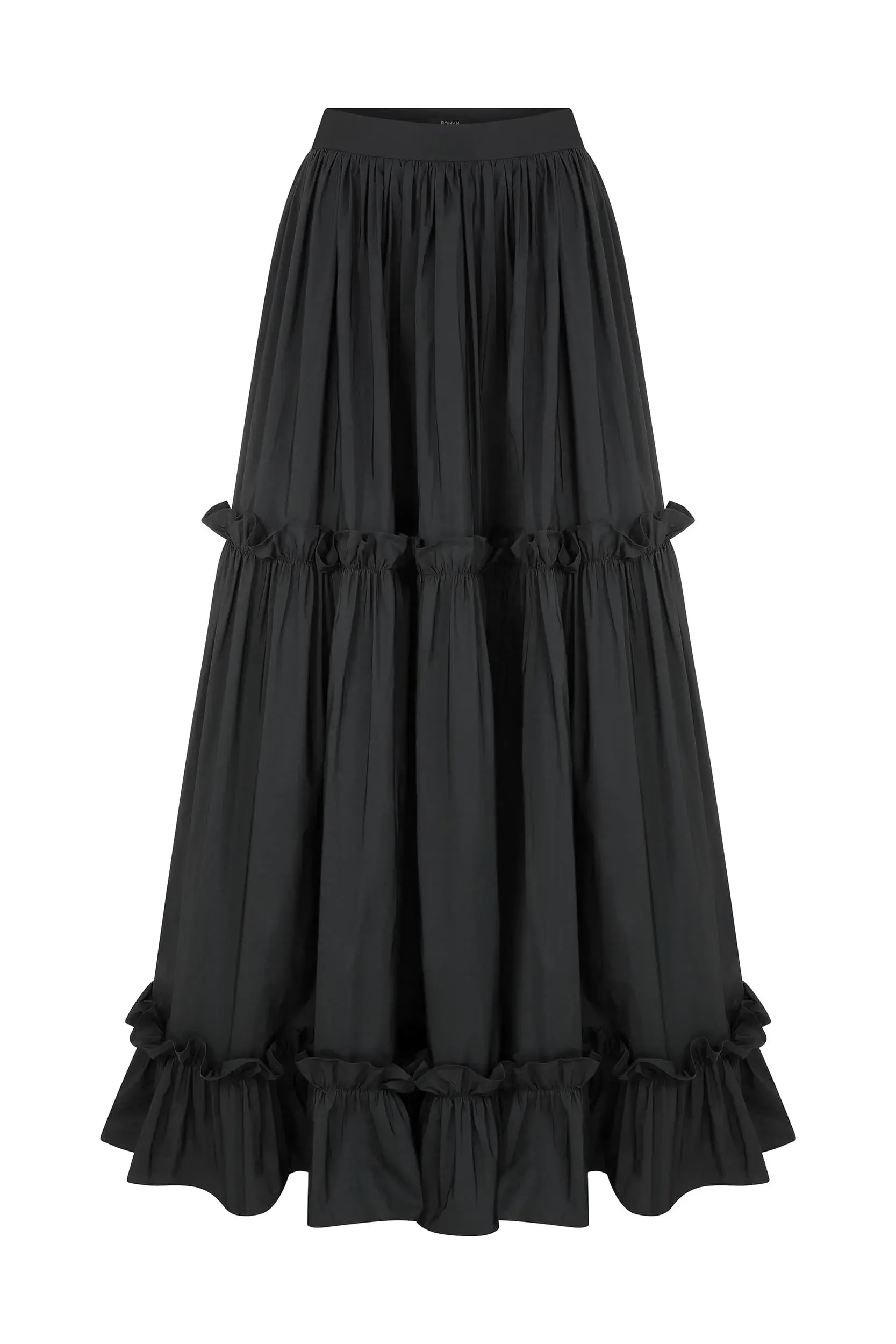 Roman Tiered poplin maxi skirt - Conscious Product - 2 / BLACK. 1