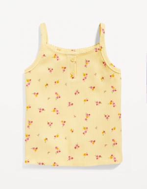 Rib-Knit Henley Lace-Trim Cami Top for Toddler Girls yellow