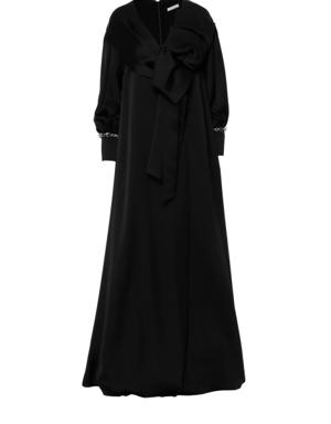 فستان سهرة أسود طويل مزين بفيونكة