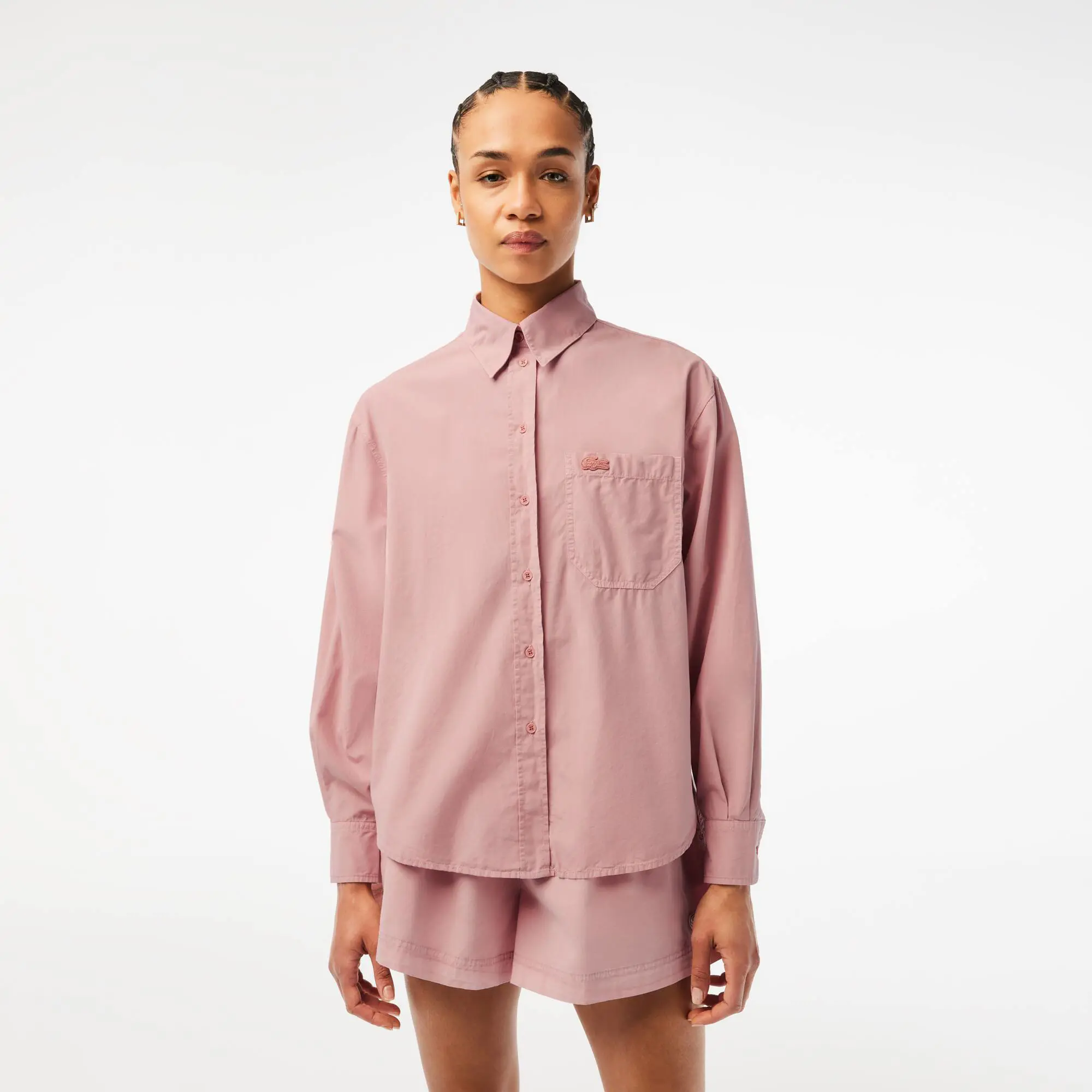 Lacoste Women’s Oversized Cotton Poplin Shirt. 1