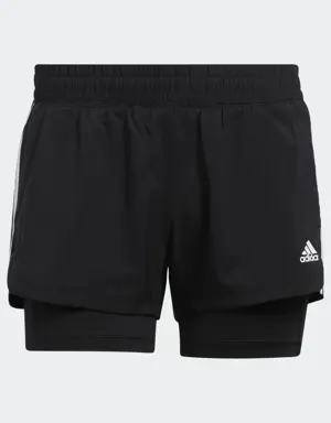 Adidas Pacer 3-Stripes Woven Two-in-One Shorts