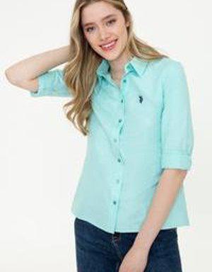 Kadın Mint Basic Gömlek Uzunkol