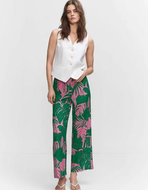 Wide leg printed trousers