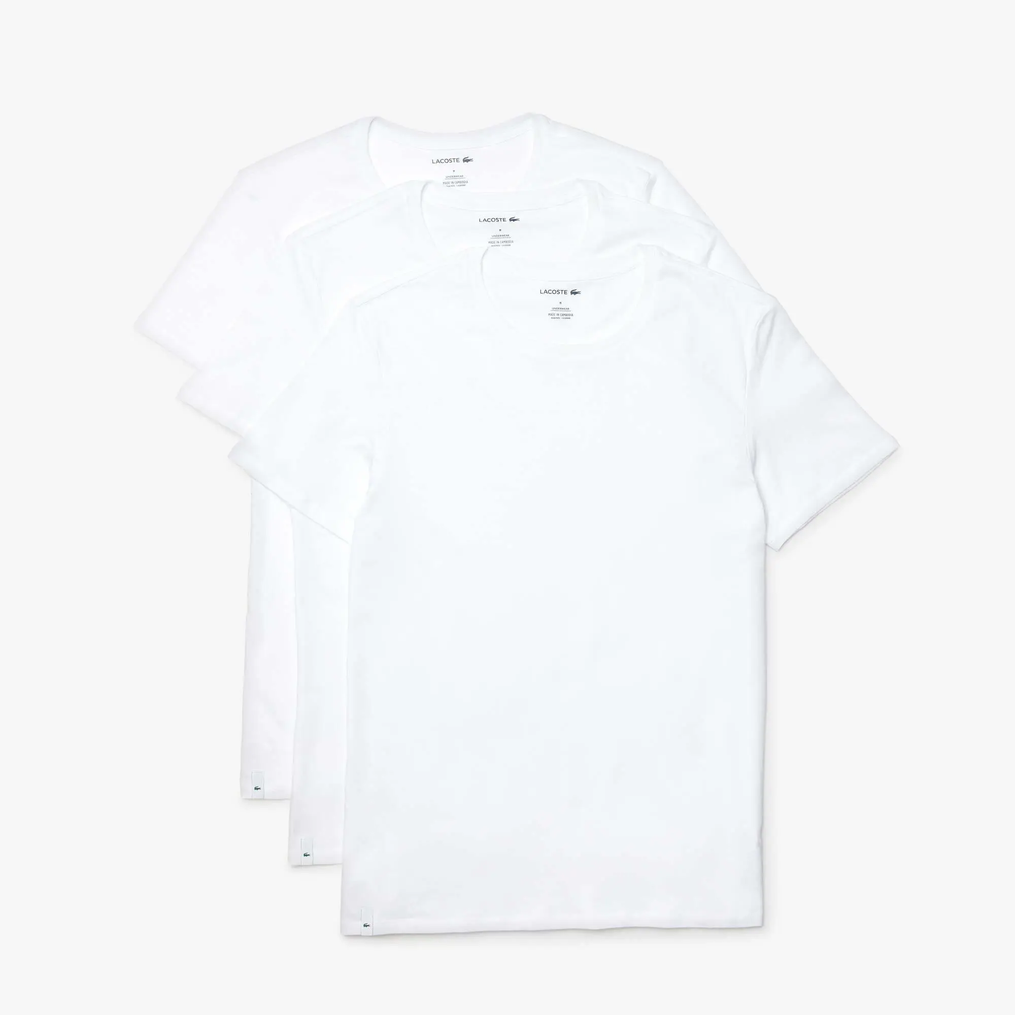 Lacoste Confezione da tre T-shirt da uomo in cotone in tinta unita con collo rotondo. 2