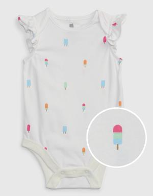 Baby 100% Organic Cotton Mix and Match Flutter Graphic Bodysuit white