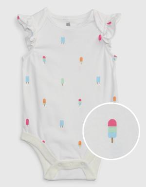 Gap Baby 100% Organic Cotton Mix and Match Flutter Graphic Bodysuit white