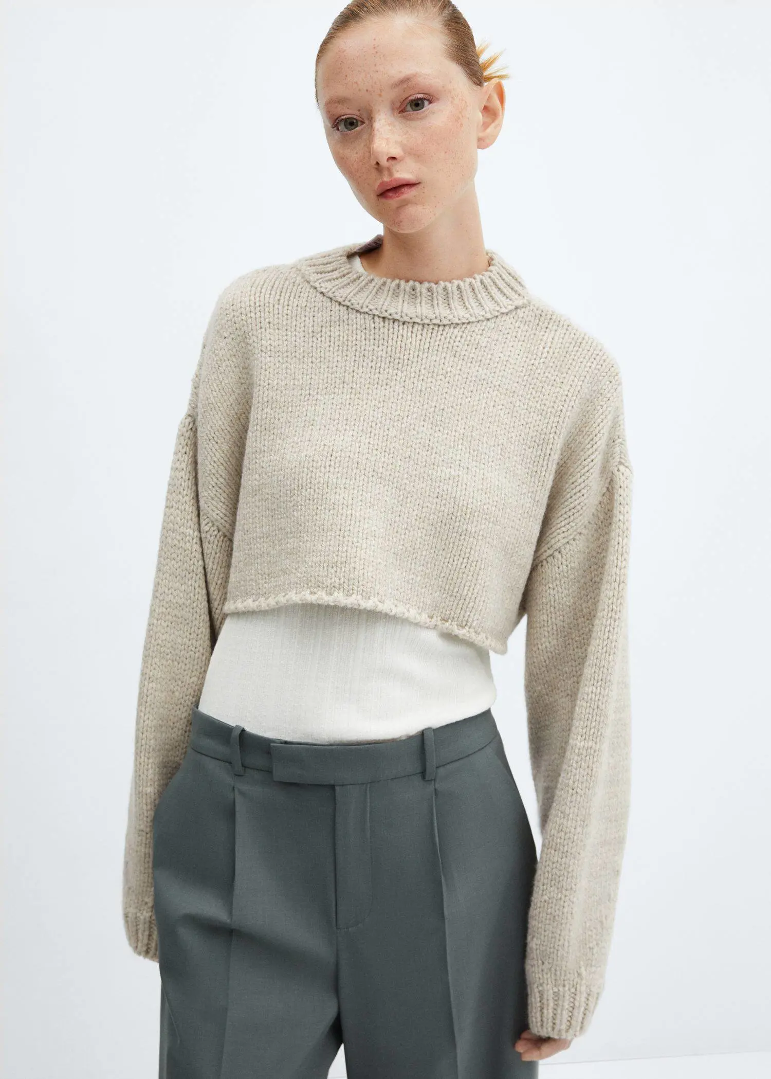 Mango Pull-over crop col rond. 2