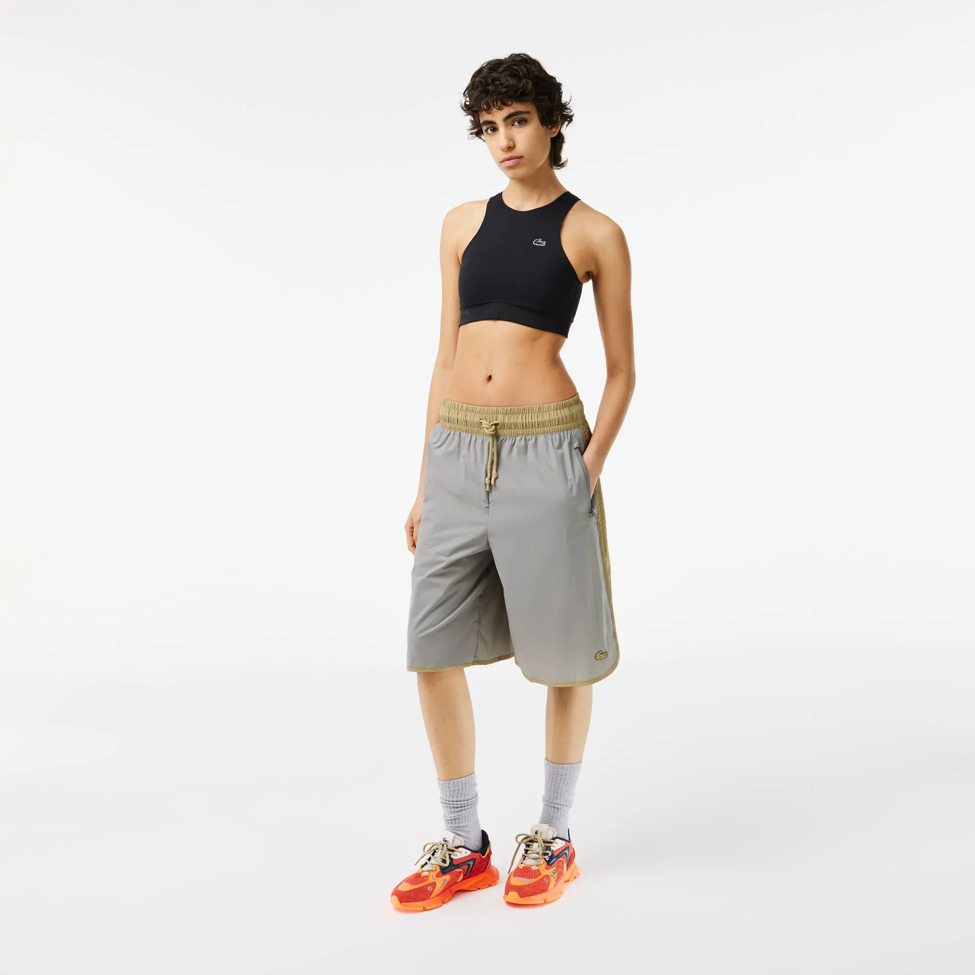 Lacoste Women’s Lacoste Two-Tone Taffeta Bermuda Shorts. 1