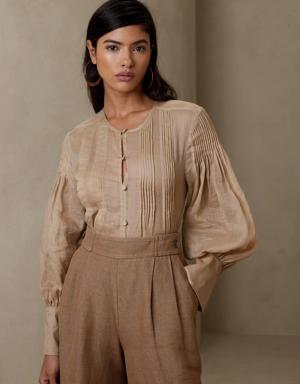 Banana Republic Ramie Pintuck Blouse beige