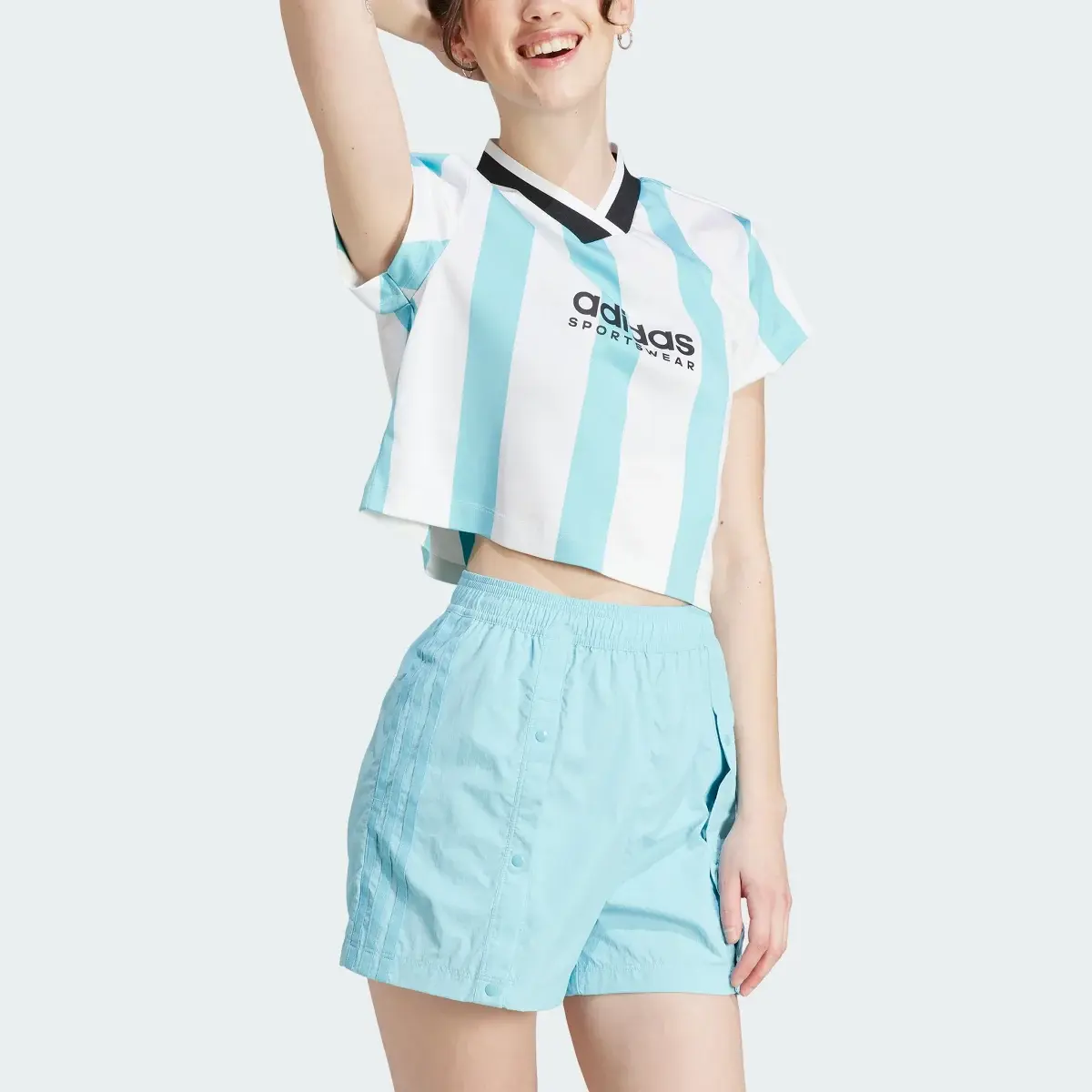 Adidas Tiro Colorblock Crop Tee. 1