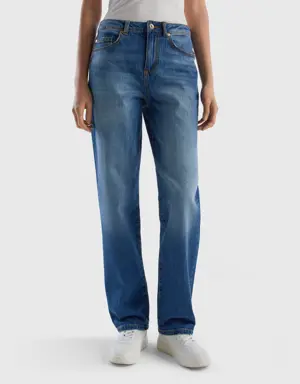 five-pocket straight leg jeans