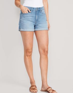 High-Waisted OG Straight Jean Shorts for Women -- 3-inch inseam blue
