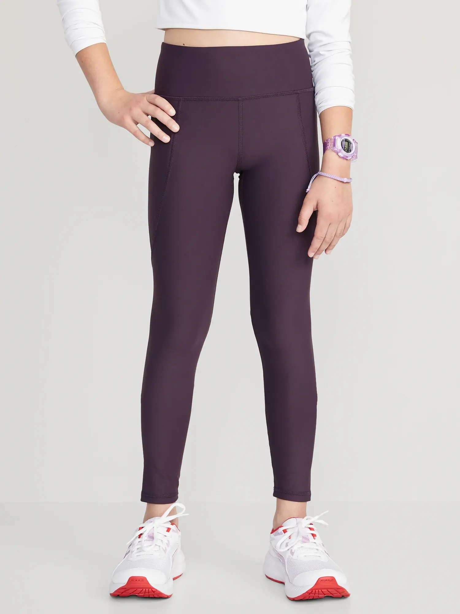 Old Navy High-Waisted PowerSoft 7/8 Leggings for Girls purple. 1