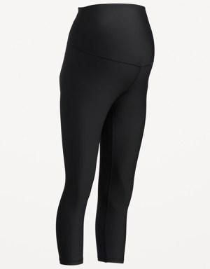 Maternity Full-Panel PowerSoft Crop Leggings black