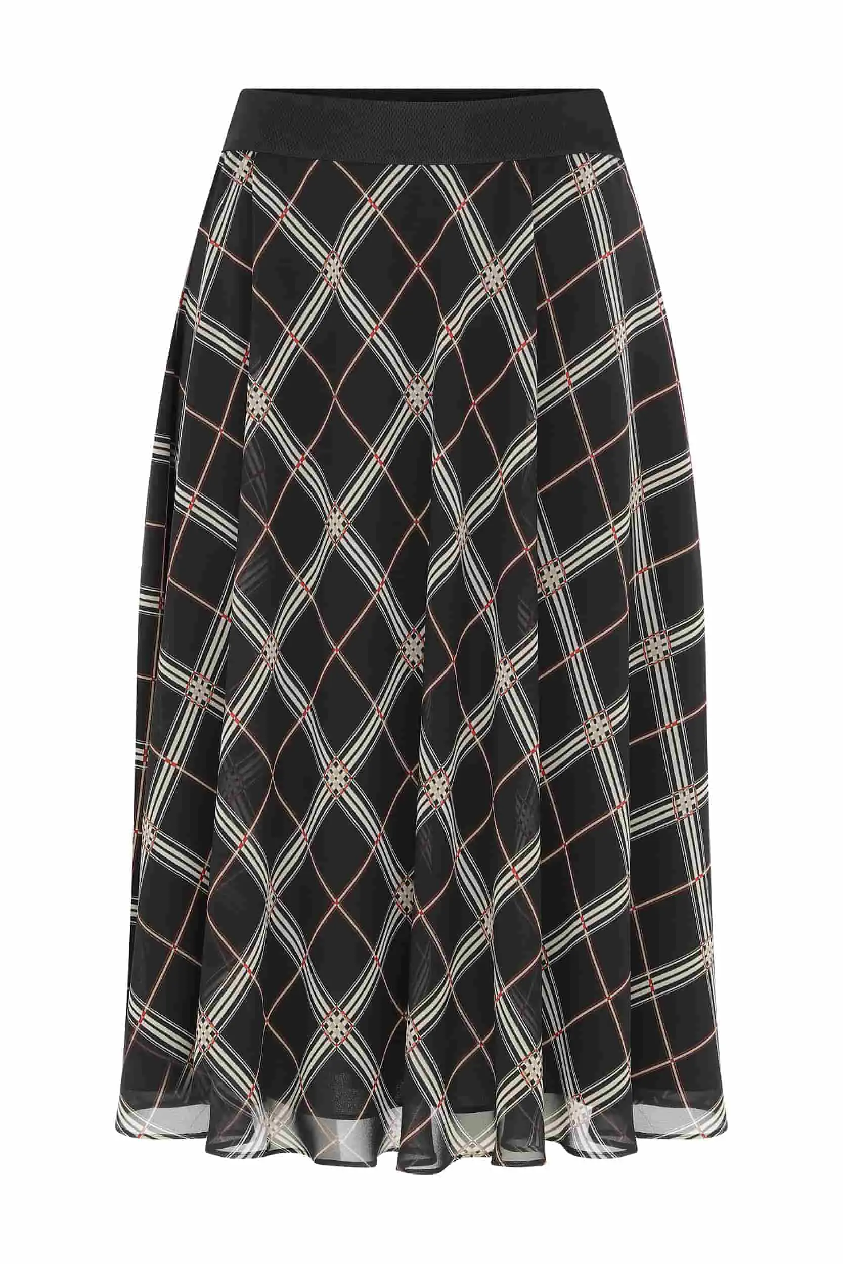 Roman Elastic Waist Checked Midi Skirt - 4 / Original. 1