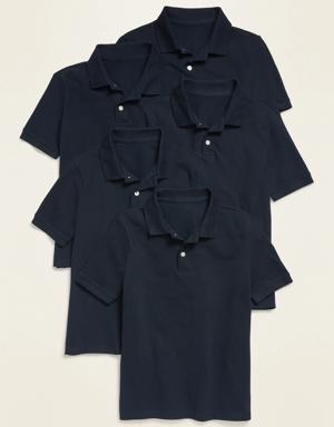 School Uniform Polo Shirt 5-Pack for Boys blue