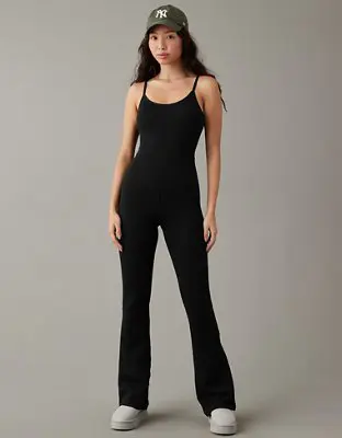 American Eagle Knit Flare Jumpsuit. 1