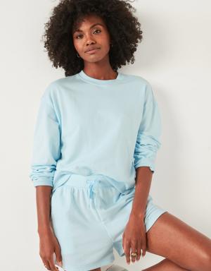 Cropped Vintage French-Terry Sweatshirt for Women blue