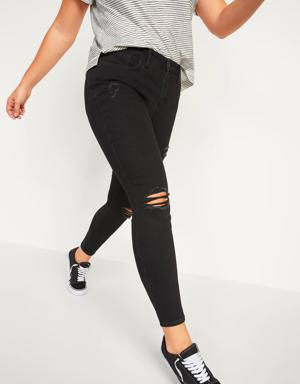 High-Waisted Pop Icon Black Ripped Skinny Jeans black