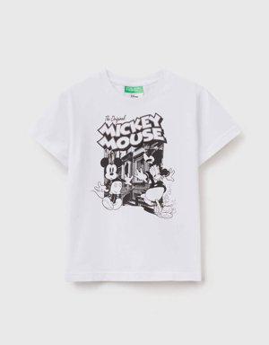 Erkek Çocuk Beyaz Mickey Mouse Grafikli T Shirt