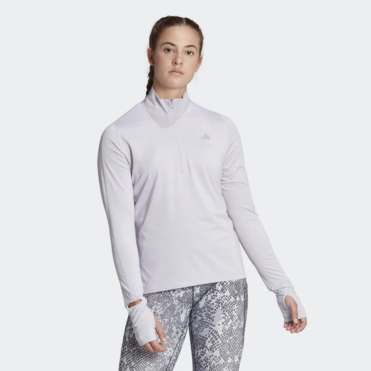 Adidas Fast Running Half-Zip Long Sleeve Top. 2