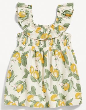 Sleeveless Ruffled Linen-Blend Dress for Baby yellow