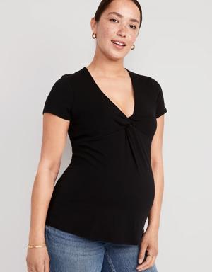 Maternity Twist-Front Double-Layer Nursing Top black