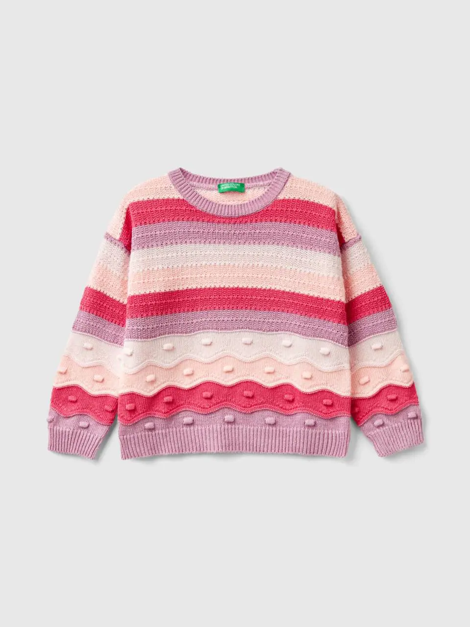 Benetton striped sweater in recycled cotton blend. 1