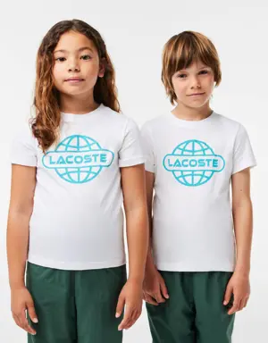 Lacoste Playera de punto de algodón con planeta estampado