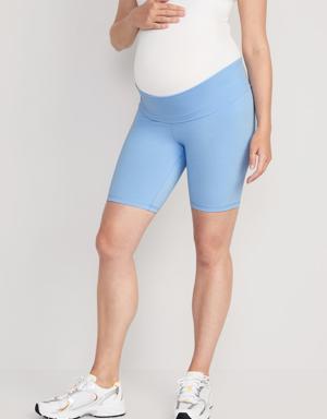 Old Navy Maternity Rollover-Panel PowerChill Biker Shorts -- 8-inch inseam blue