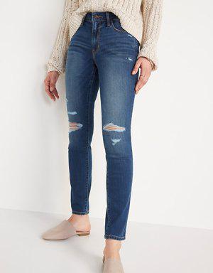 Mid-Rise Pop Icon Ripped Skinny Jeans for Women