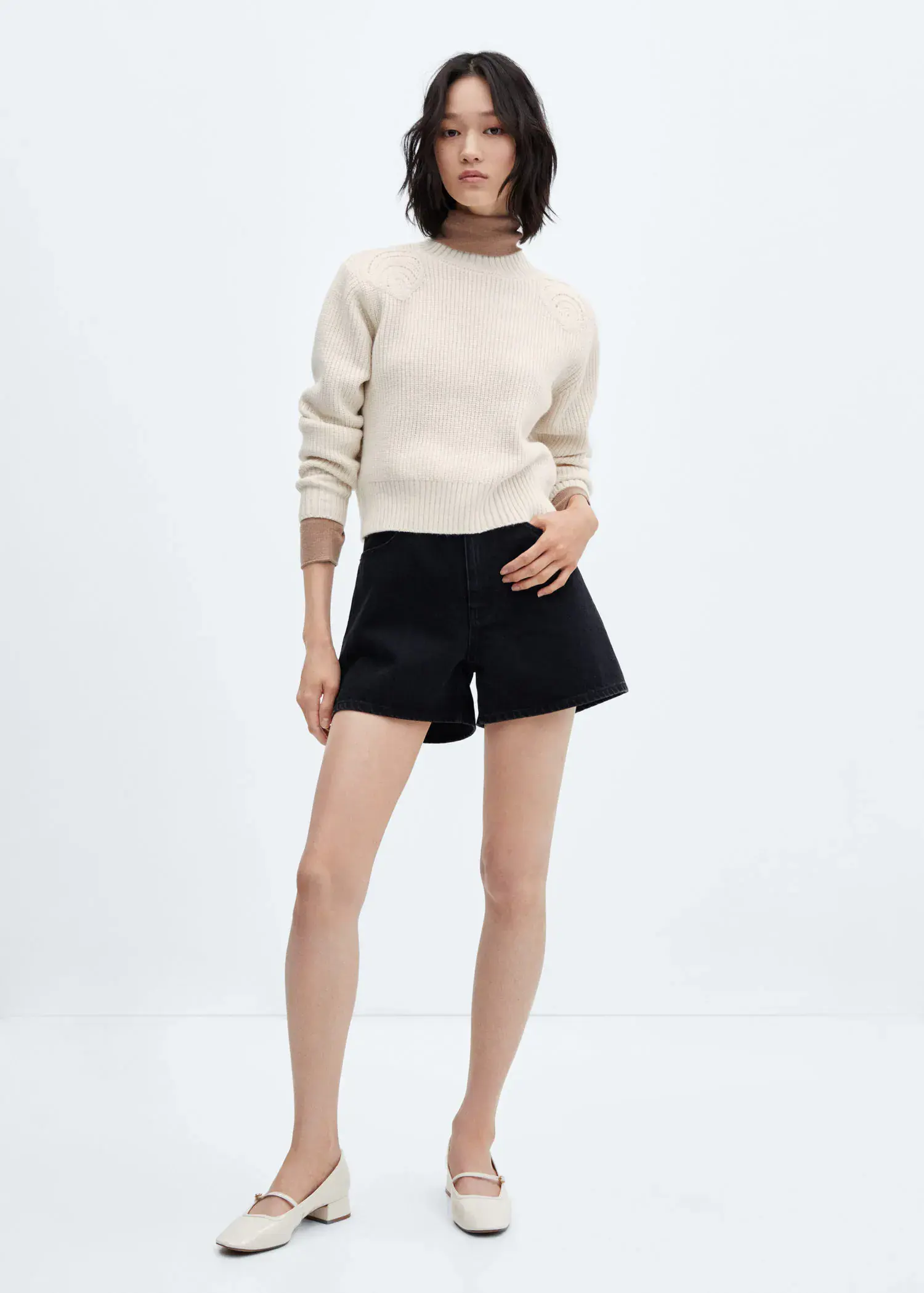 Mango Perkins neck sweater with shoulder detail. 2