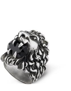 Lion head ring with crystal