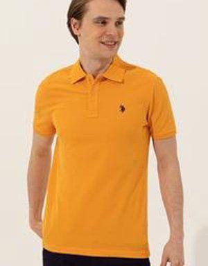 Erkek Koyu Sarı Polo Yaka Basic T-Shirt