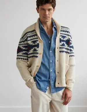 Printed Shawl Cardigan Sweater