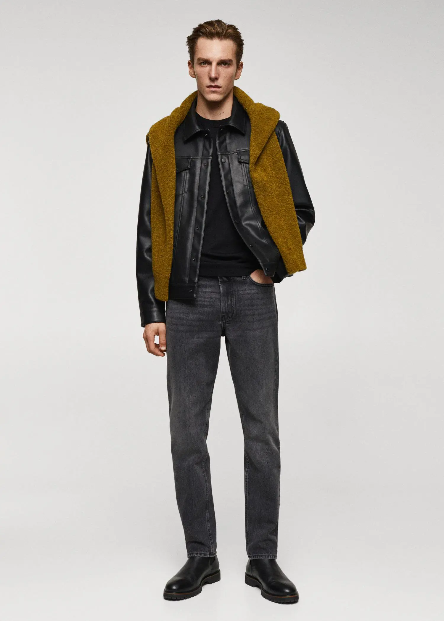 Mango Faux leather jacket with pockets. 2