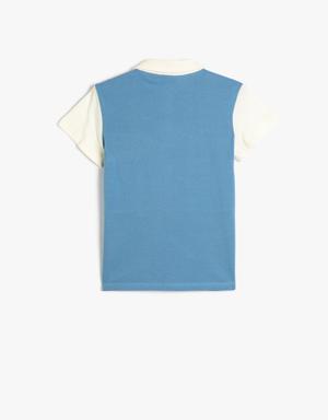 Polo Tişört Kısa Kollu Renk Bloklu Düğmeli Pamuklu
