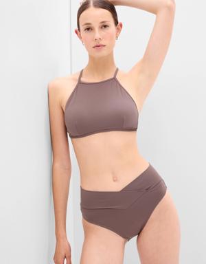 Recycled High-Neck Bikini Top brown