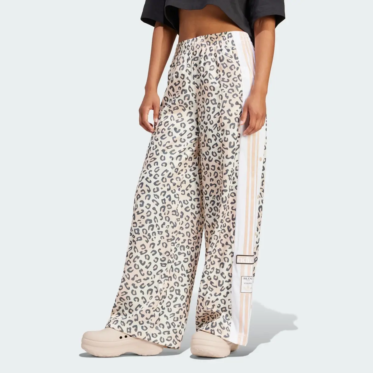 Adidas Originals Leopard Luxe Wide Leg Adibreak Track Tracksuit Bottoms. 1