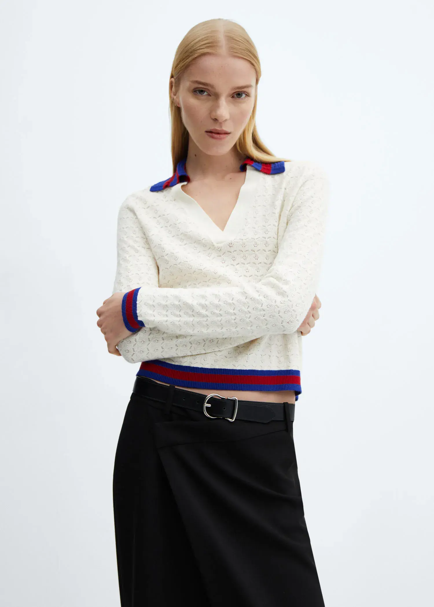 Mango Pull-over maille col polo. 1