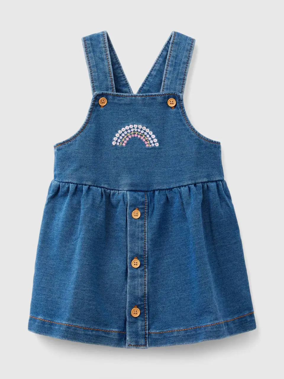 Benetton denim look dungaree skirt. 1