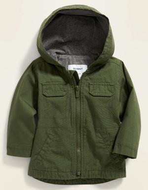 Unisex Hooded Canvas Utility Jacket for Baby green