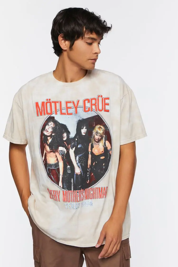 Forever 21 Forever 21 Motley Crue Cloud Wash Graphic Tee Taupe/Multi. 1