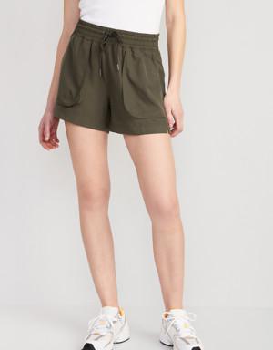 High-Waisted StretchTech Shorts for Women -- 4-inch inseam green