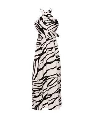 Zebra Patterned Cross Tied Belted Dress
